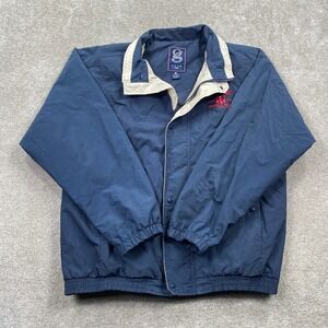 VTG Boston Red Sox Gear For Sports Fenway Park Windbreaker Jacket Mens L Navy